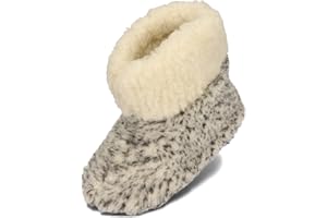 BeComfy Warme Hausschuhe Damen Herren Hüttenschuhe aus Schafwolle