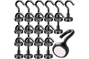 OCEUMAOA 20Pezzi Calamita con Gancio Potente Piccole Ganci Magnetici Extra Forti Neodimio non c'è bisogno di Fare Buchi Magneti Frigotelaioin Ferro,Soffitto,Cucina,Pesante Magnete Ganci Nero 16mm