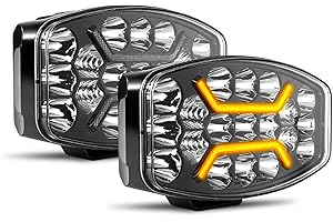 CO LIGHT Feux LED 10 Pouces 150W 70000LM Spot Flood Combo LED Camion Longue Portée avec Feux De Jour Ambre et Blanc Phare de Travail pour Camion 4x4 Tracteur BTP 12V 24V Certifié IP68 ECE 2 pièces