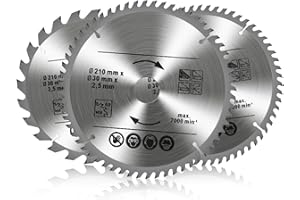 EJOYOUS Brzeszczoty do piły 210 x 30 mm, brzeszczot do piły tarczowej Professional 24T 48T 60T piła ukośna 3 pierścienie redukcyjne 25 mm 20 mm 16 mm brzeszczot do cięcia brzeszczotu do cięcia drewna, metali