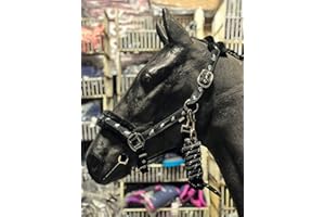 Equipride Horse Print Faux Mink Nylon Headcollar with Matching Lead Rope Black (Pony)
