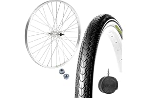 ECOVELO Rear Rim 26 x 1.3/8 Wheel Aluminium/Steel 1V + Black Road Tyre 26 X 1 3/8 Bike CityBike Netherlands Vintage