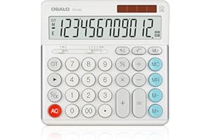 OSALO Taschenrechner Große Tasten Extra großes Display 12-stelliger Dual Power (Solar und Batterie) Tischrechner Bürorechner für Büro, Schule (FQ-450)