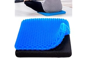 BOBETY Large Soft Sitter Cushion - Orthopaedic Gel Honeycomb Seat Cushion - Gel Seat Cushion with Cover, Gel Orthopaedic Ergonomic Cushions for Office Chair, Wheelchair (17.7 x 17.7INCH)