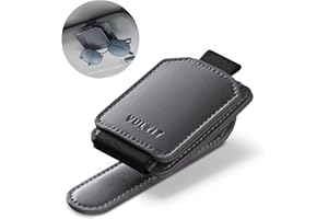 VULKIT Sunglasses Holder for Car Sun Visor, Magnetic leather Sunglasses Card Clip Organizer, Eyeglasses Hanger Mount, Car Visor Accessories, Auto Travel Essentials