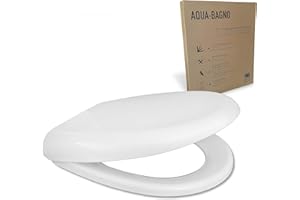 Aqua Bagno | Evrensel klozet kapağı yavaş kapanma otomatiği ve O şeklinde klozet kapağı, üst üste binen kapak, çıkarılabilir 