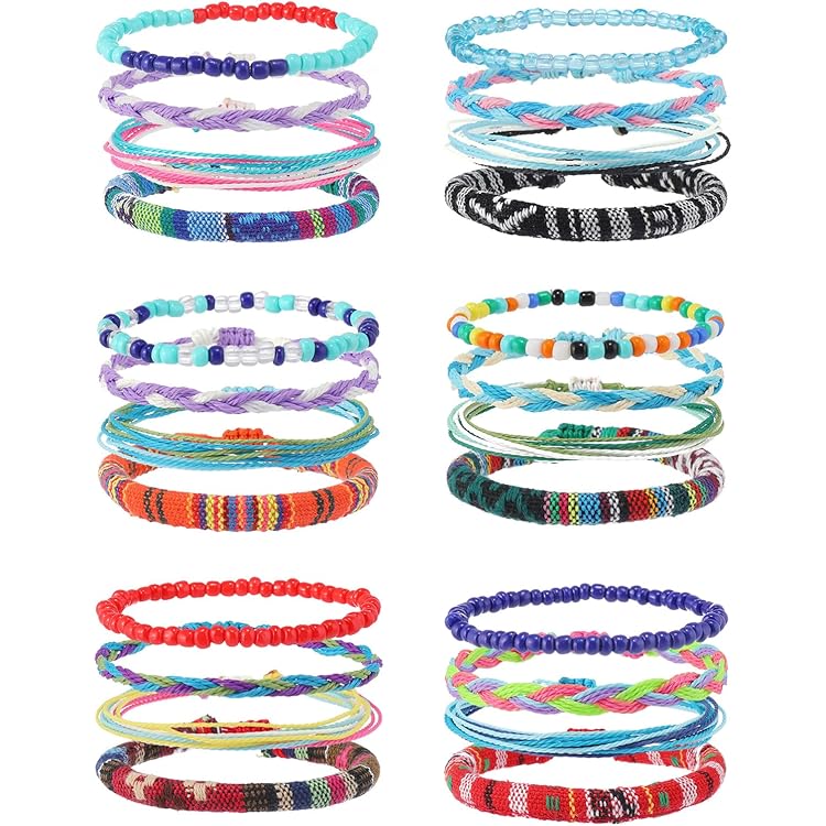 Lot De 12 Bracelets D'Amitié Tissés Au Népal Avec Fermeture À