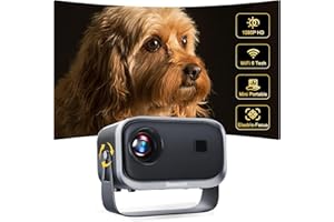 Beamer【±360° Drehbar/Remote Focus/Trapezkorrektur】 Mini Beamer Jimveo Beamer 1080P Full HD 12000L WiFi6 Bluetooth Projektor Unterstützt 4K Heimkino 300'' Display mit iOS/Android/USB