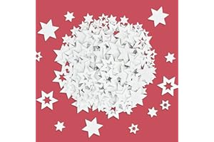 ENAIAH 200 Pièces Étoiles en Bois Embellissements Étoile en Bois de Taille Mixte Mini Tranches Étoiles en Bois pour Decoration Table Noel/Artisanat/Mariage Decoration