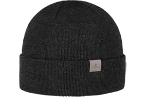 Lierys Czapka z Mankietem Fine Merino - Made in Germany Beanie wykonana waskim sciegiem na zime wywijanym otokiem, otokiem jesień-zima Zima