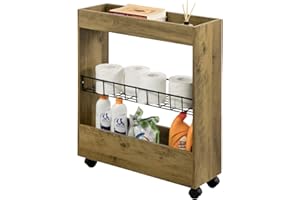 ‎SOBUY SoBuy Wąska Szafka Szafki stojące Wózek kuchenny Wózek łazienkowy Uchwyty na Papier Toaletowy na kółkach BZR46-N …