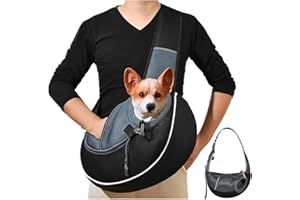CERICAI Puppy Sling Dog Carriers, Puppy Sling with Zipper Touch Pocket, Hands-Free Pet Dog Cat Bag with Adjustable Strap, Pet Travel Carrier Tote Bag for Outdoor Walking Subway