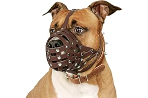 CollarDirect Pitbull Dog Bozal Cuero Amstaff Bozales Staffordshire Terrier Secure Basket (Marrón)
