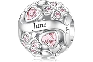 LNQOBU Birthstone Charms do bransoletek Pandora, srebro wysokiej próby 925, zawieszka w kształcie serca w kształcie serca, prezent urodzinowy dla kobiet