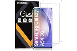 Phoona 3-częściowy ekran ochronny do Samsung Galaxy A54 5G 6.6", Ultra HD przezroczyste szkło hartowane do Samsung A54 5G,9H Twardość,Bez pęcherzyków,Anti-scratch, Anti-Fingerprint