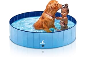 ‎WIMYPET Wimypet Hundepool Schwimmbad für Hunde, Hundeplanschbecken Hundebad, 80CM Klappbares Haustier-Duschbecken mit Umweltfreundlichem PVC rutschfest（80 × 20 cm）