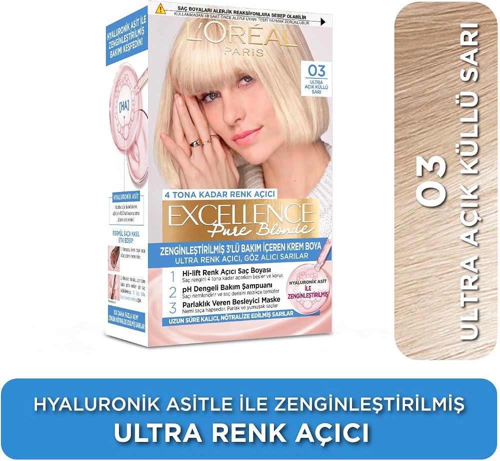 L’Oréal Paris Excellence Creme Saç Boyası - 03 Ultra Açık Küllü Sarı
