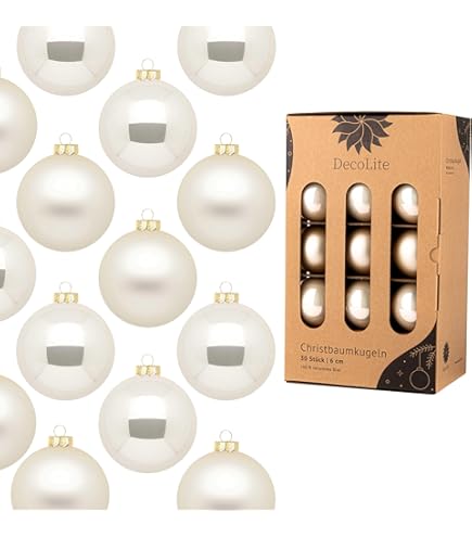 Com-four Weihnachtskugeln 12er Set - Christbaumkugeln Glas 5cm Silber