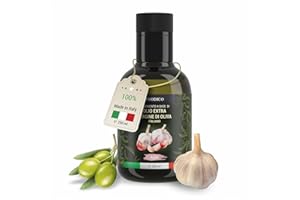 ‎FOODICO Foodico Olivenöl Extra Vergine mit Knoblauch - Kaltgepresstes Italienisches Olivenöl, ohne Zusatzstoffe, 250ml Glasflasche