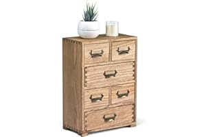 KIRIGEN Schreibtisch Schublade Schrank Storage Organizer 6 Schublade Mini Box mit Label Holder Griff für Home Office Desk Organizer und Lagerung Vintage
