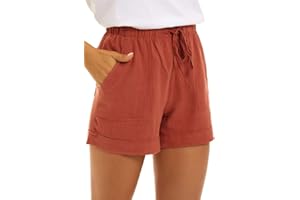 GOLDPKF Womens Elastic Waist Drawstring Cotton Shorts Summer
