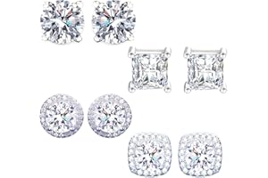 AIEIEII 4 Pairs Stud Earrings for Men Women, Fashionable Mens Earrings Studs Silver Earring for Men, Earring Studs Suitable for Daily Use Anniversary Celebrations Graduation Ceremonies Parties Dances