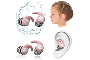 HUIBOHOU 2 Pairs Waterproof Swimming Ear Plugs, Reusable Soft Silicone Swim Earplugs Perfect for Surfing, Diving,Pool,Showering and Other Water Sports (Pink, s)