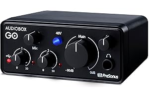 PreSonus AudioBox GO, Interface Audio USB-C, Pour Production Musicale avec Logiciel d'Enregistrement Studio One, Tutoriels Musicaux, Échantillons Sonores et Instruments Virtuels