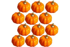 YAAVAAW 12 Decoracion Halloween Otoño Calabaza Artificial,Mini Naranja Calabaza Decoracion de Mesa con Espuma,Decorar Interior y Exterior,para Navidad, Acción de Gracias,Fiesta,Cumpleaños,Cosecha de Otoño