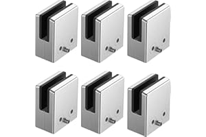 Cokritsm Stainless Steel Glass Clamps 8-10mm, Glass Clips Adjustable Glass Clamp Bracket for Balustrade Staircase Handrail, Glass Clamps Clip Holder for Stair Window 6pcs