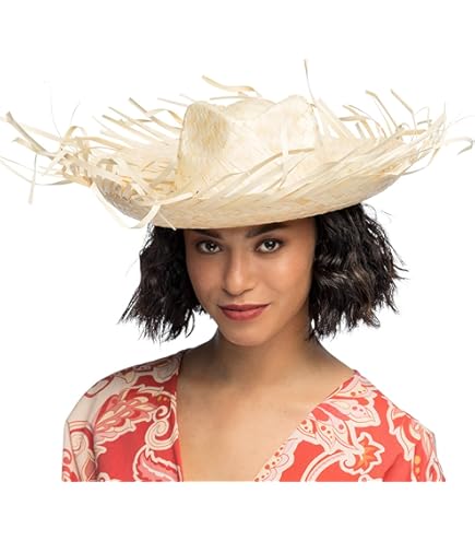 Chapeau De Paille Hawaii Avec Franges - Taille Unique - Pour Fête, Plage, Déguisement - Style Festif