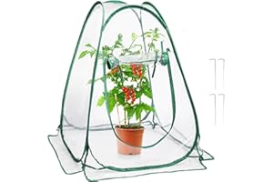 Lyellfe Pop-Up-Gewächshausabdeckung, PVC-Mini-Gewächshaus mit Nägeln, 71.1x71.1x86.4 cm, transparent, tragbar, Hinterhof, Garten, Blume, Zelt für Innen- und Außenpflanzen, Kältefrostschutz