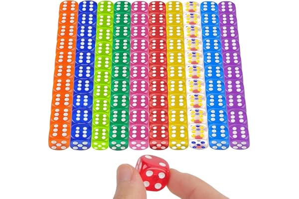 100 styckenfärgglada tärningar, färgglad lektärning, genomskinliga kubset, bordsspel tärningsspel, dice, 6 sidiga 12 mm tärningar för spelfest, kasino