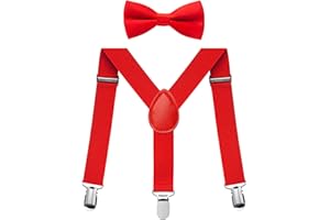 FACATH Kids Braces Bowtie Sets for Christmas Party Costume Dress, Y-Shape Adjustable Suspenders With Bow Ties Gift Idea For Boys And Girls