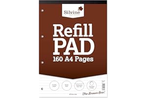 Silvine 160 stron, wkład w formacie A4, oprawiony od góry, dziurkowany, 4 otwory. W linie 8 mm. Ref A4RPF.