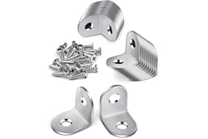 JatilEr 20 Stück Winkelverbinder, 20 × 20mm Edelstahl Winkel Metallwinkel 90 Grad L Form Möbelwinkel Kleine Winkel Metall Mit 40 Schraube für Holz Möbel Tabelle Stuhl