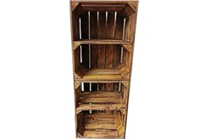 TERAMICO Cagettes à fruits / bois flammées dans de nombreuses variantes – Idéal pour la construction de meubles ou pour le rangement – Très solide et stable