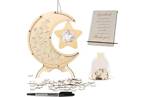 Longzhuo Babyparty Gästebuch Baby Shower Gästebuch Dekorationen Geburtstagsdeko, Gender Reveal Party Taufe Deko mit Mond Stern Fotorahmen für Babyparty Hochzeit Jungen Mädchen Recuerdo
