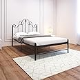 Homdec Pavo Vintage Metal Platform Bed with Headboard and Footboard, Heavy Duty Mattress Foundation – No Plywood Needed, Noise Free (Black, Double)