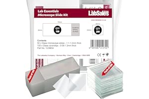 THE LABSALES COMPANY Labsales Academy 100 Microscope Slides & 200 Cover Slips Kit With Super Clear Blank Glass & Frosted Writing Surface For Lab Chemistry Education & All Microscopy Work 76mm x 26mm
