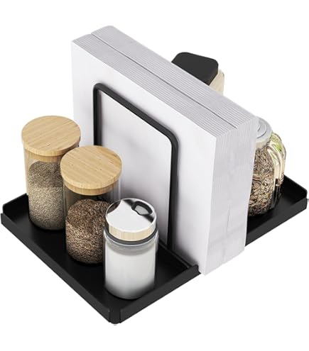Angoily Servetdispenser, diner, servethouder, gelakt metaal, servetstandaard, wit, servethouder voor werkblad, keuken, eettafel, feestdecoratie