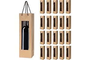 Vin presentpåse med genomskinliga fönster och handtag – återanvändbar blomflaskväska för bröllop, jul, festgåvor