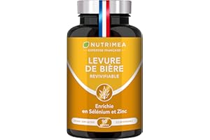 LABORATOIRES NUTRIMEA LEVURE Active DE BIERE REVIVIFIABLE - Complément Alimentaire Cheveux, Ongles & Peau - Enrichie en Zinc & Sélénium - Facilite le Transit - 90 Gélules Vegan - Nutrimea - Fabriqué en France