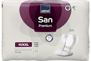 ABENA San Premium XXL Mens & Womens Incontinence Pads, Breathable & Comfortable, Fast Absorption, Discreet & Effective Shaped Incontinence Pads for Men/Women - Air Plus, 11, XL2, 16PK