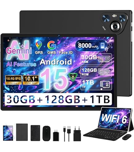 FORUSER 10,4 Pollici Android 14 Tablet 36GB RAM+256 GB ROM (2TB TF) Octa-Core 2.0 GHz, INCELL 2K FHD, 4G LTE+5G WiFi BT 5.0 |8000mAh |13MP+8MP, Con Tastiera-Nero