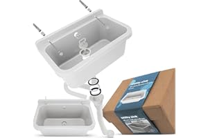 Lavabo Industriel Universel Pour Garage, Extérieur, Intérieur Et Buanderie, 55 x 34 x 21 cm, Blanc
