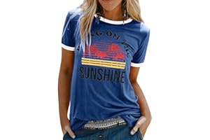 heekpek T-Shirt Femme Été Chemisier Chic T-Shirts Blouse Col Rond Tops Manches Courtes T Shirt Grande Taille Coton T Shirt Imprimé