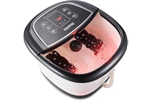 RENPHO Pediluvio piedi con Riscaldamento Veloce Massaggio Automatico e Potenti Getti di Bolle, Rulli Massaggianti shiatsu Motorizzati, Pedicure per Piedi Stanchi, Temperatura Regolabili