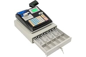 HUOMMGS HUOMMG Registrierkasse Elektronische Kassensystem Einzelhandel Kasse Tischplatte Supermarkt Selbstbedienungsterminal Upgraded Ladenkasse Einzelhandelskasse mit LED Zwei Wege Anzeige für Restaurants