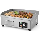 MAGIC SELECT Professional Electric Kitchen Griddle 55 x 35 cm | Stainless Steel, Industrial Plate, Grease Collection Tray, Te